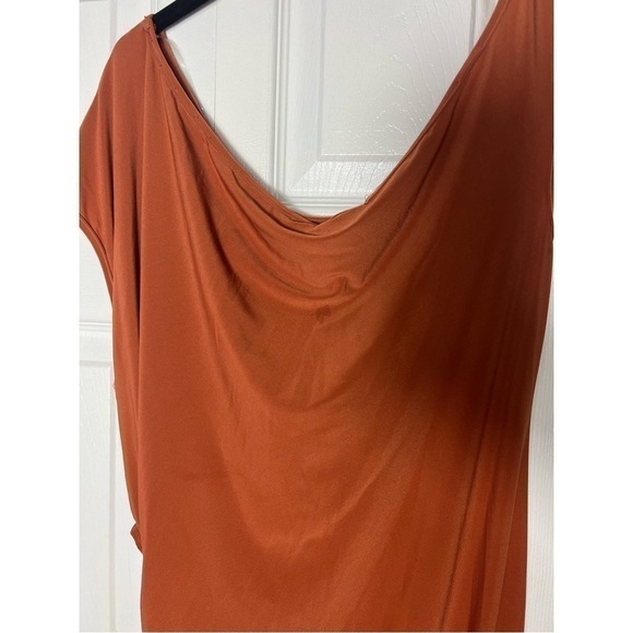 Fashion Nova Burnt Orange Camel Slinky Cutout Bodycon Maxi Dress Plus Size 2X - Picture 8 of 8
